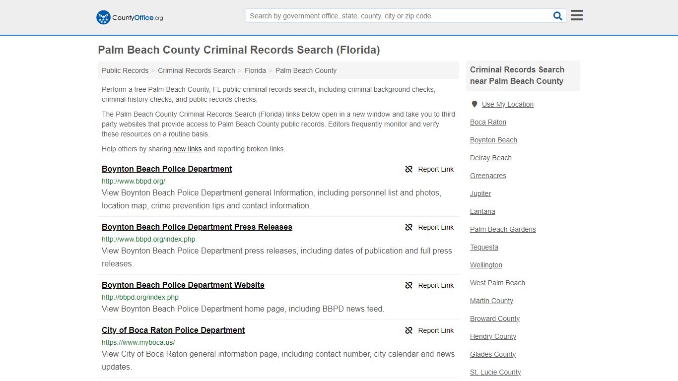 Palm Beach County Criminal Records Search (Florida)